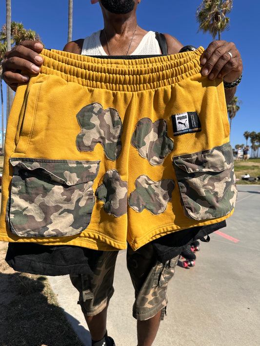 Mustard camo shorts